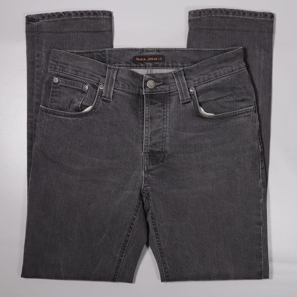 Nudie Jeans Grim Tim Steamy Grey Straight Made in Italy Mens 31 x 30